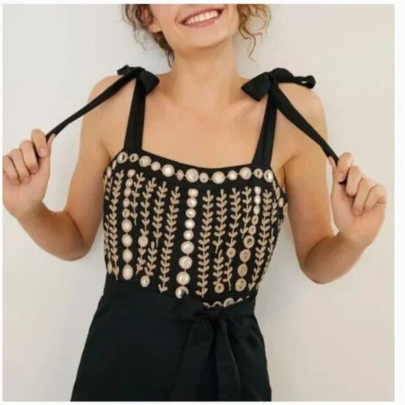 ⭐️ Natasha Mirrored Wide Leg Boho Peasant Art Farm Hipster Hippie Chic Jumpsuit - Picture 4 of 5